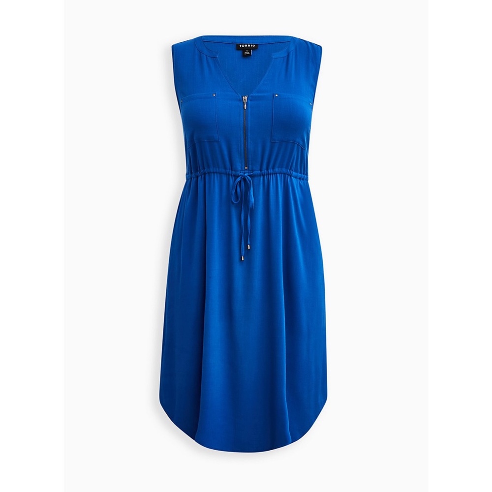 NWT Torrid 6 Blue Mini Textured Rayon Shirt Dress; Plus Size Women's 6X, 30, 30W - Picture 6 of 7